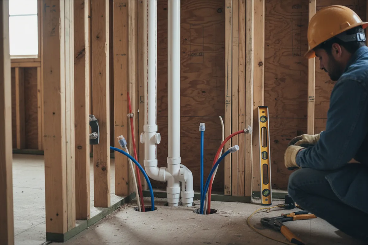 Drain and supply rough-in during Drain Cleaning in Roark